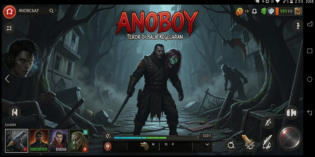 Screenshot utama ANOBOY menampilkan momen mengejutkan dalam gameplay Horror.