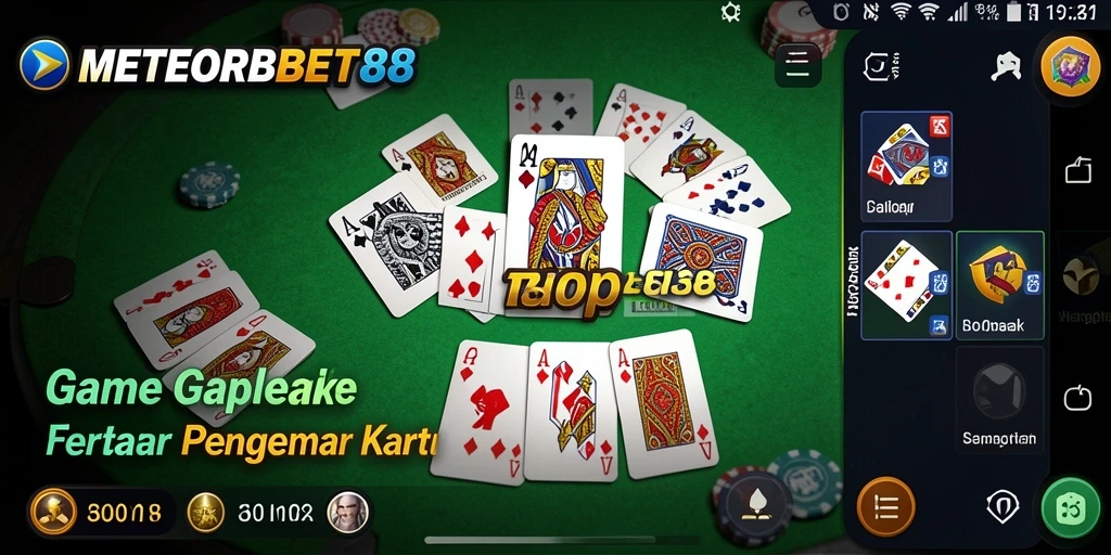 Screenshot gameplay METEORBET88 menampilkan suasana seru bermain Gaple.
