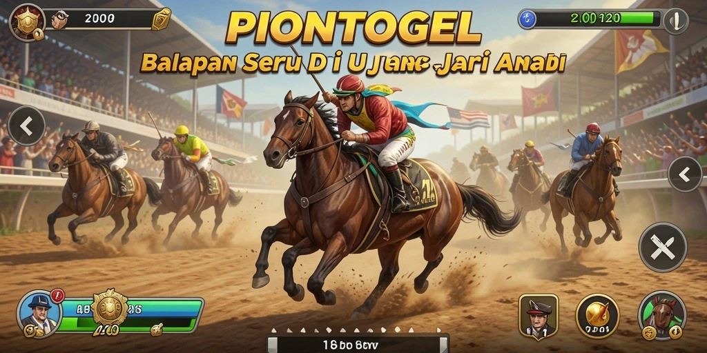 Screenshot gameplay PIONTOGEL yang menampilkan aksi balapan yang mendebarkan.