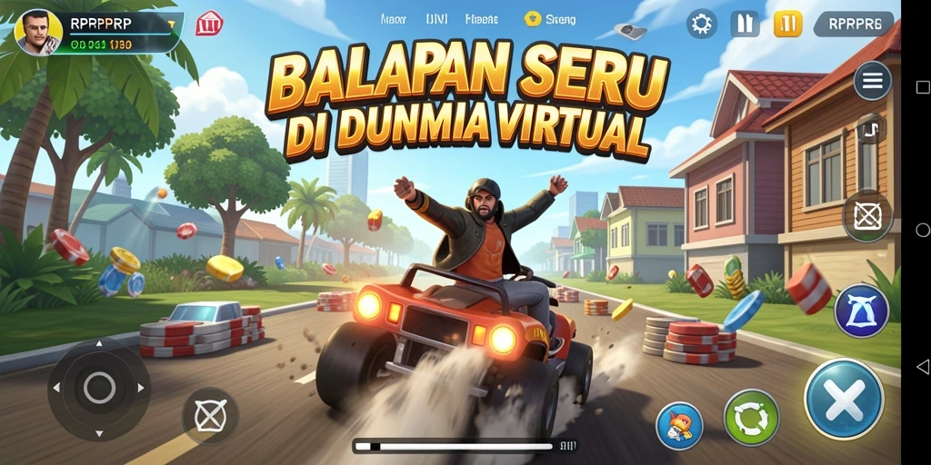 Tampilan gameplay balapan yang seru dan mendebarkan dari RPRPRP.