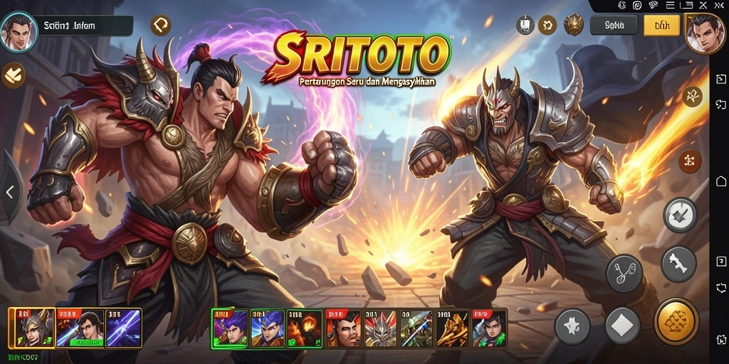 Tangkapan layar gameplay SRITOTO dengan pertarungan intens.